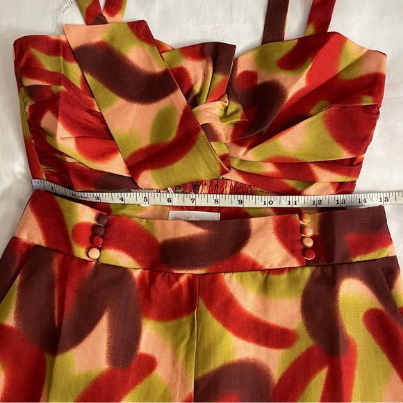 Resortwear crop top shirred back high waisted wide leg two piece pants set - Picture 10 of 15